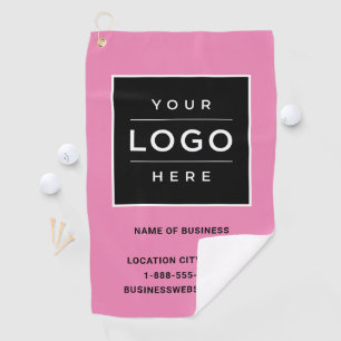 Custom Pink Business Logo Company Branded Golf Towel