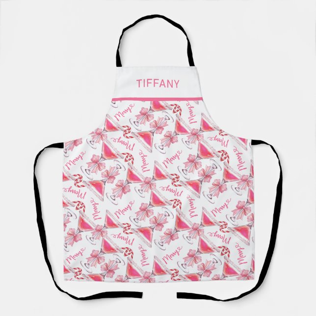 Custom Pink Candy Cane Martini Apron (Front)