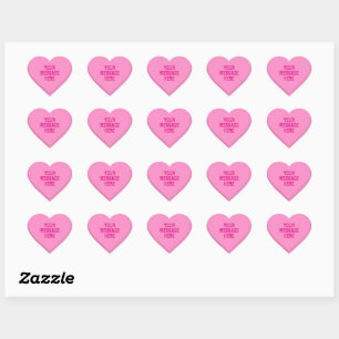 Custom Pink Candy Heart Conversation Heart Shaped Sticker