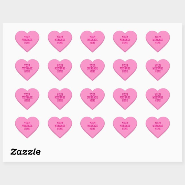 Custom Pink Candy Heart Conversation Heart Shaped Sticker (Sheet)