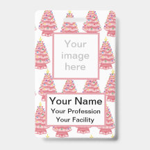 Custom Pink Ceramic Xmas Trees Badge