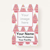 Custom Pink Ceramic Xmas Trees Badge