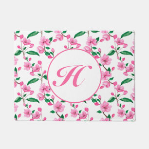Custom Pink Cherry Blossom Floral Doormat