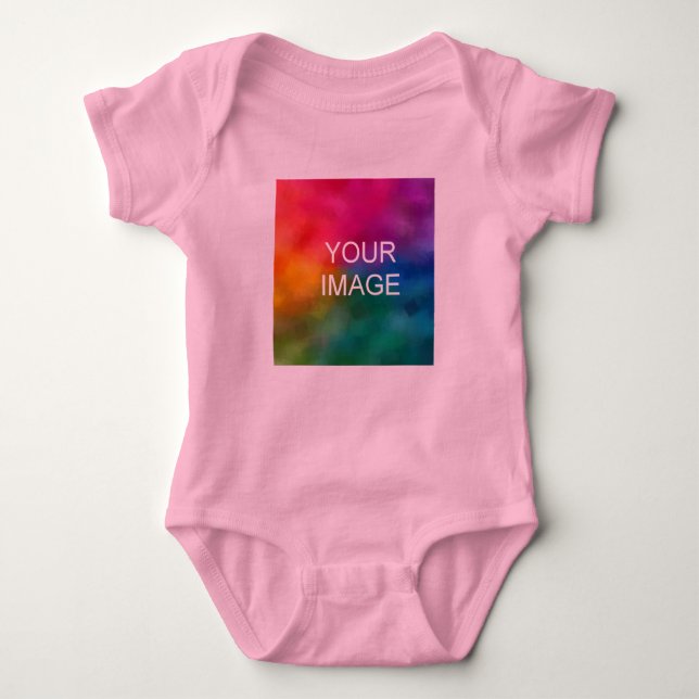 Custom Pink Colour Template Add Image Photo Baby Bodysuit (Front)