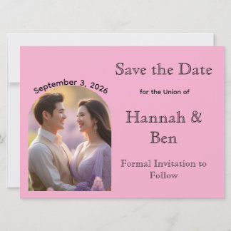 Custom Pink Custom Photo Wedding Save the Date 