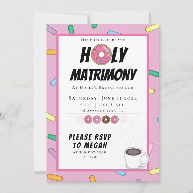 Custom Pink Doughnut Brunch Invitation (Front)