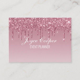 Custom Pink Dripping Glitter Business Card