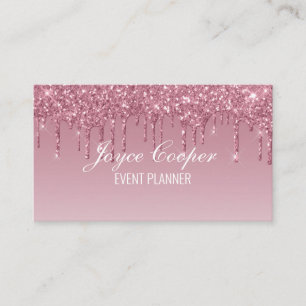Custom Pink Dripping Glitter Business Card
