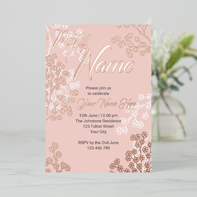 Custom Pink Elegant Floral Blooming Party (Standing Front)