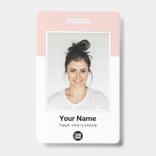 Custom Pink Employee Large Photo Logo Name ID Badge