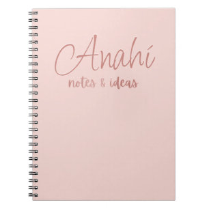 Custom Pink Faux Rose Gold Foil Notes & Ideas Notebook