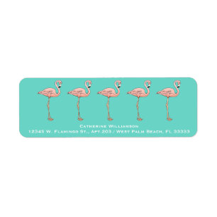 Custom Pink Flamingo Fun Colourful Tropical Birds Return Address Label