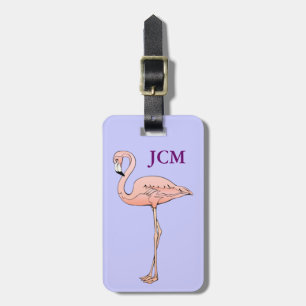 Custom Pink Flamingo ID Identification Monogram Luggage Tag