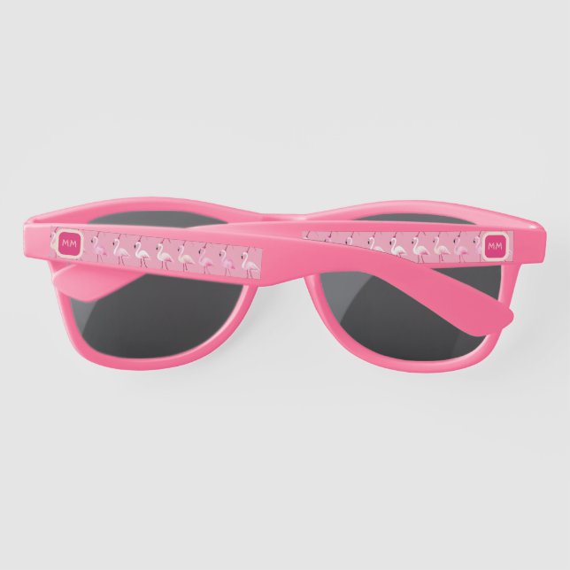 Custom Pink Flamingo Paradise Watercolor Pattern Sunglasses (Back)