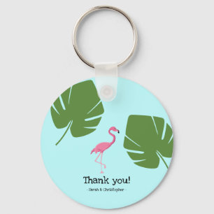 Custom Pink Flamingo Tropical Keychain favours