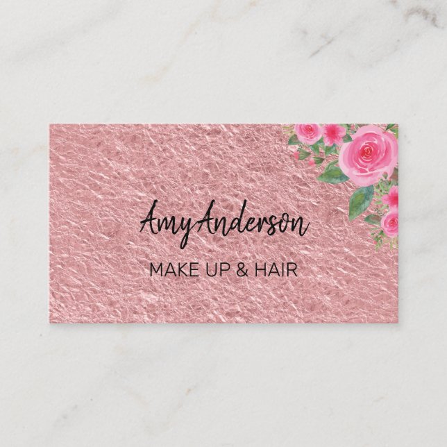 Custom Pink Floral Business Card (Front)