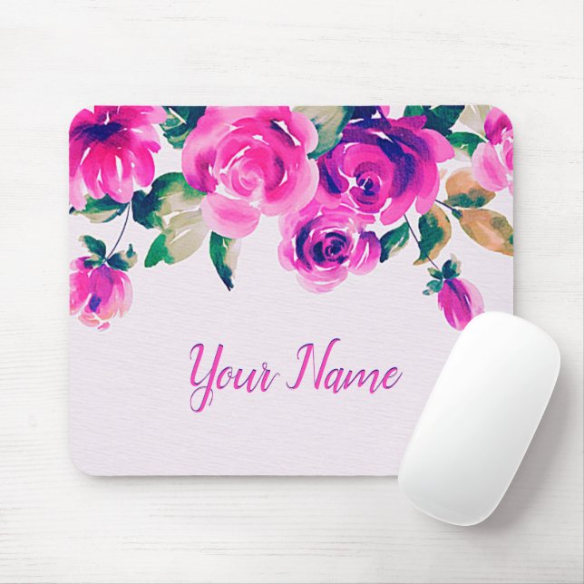 custom pink floral mouse pad (With Mouse)
