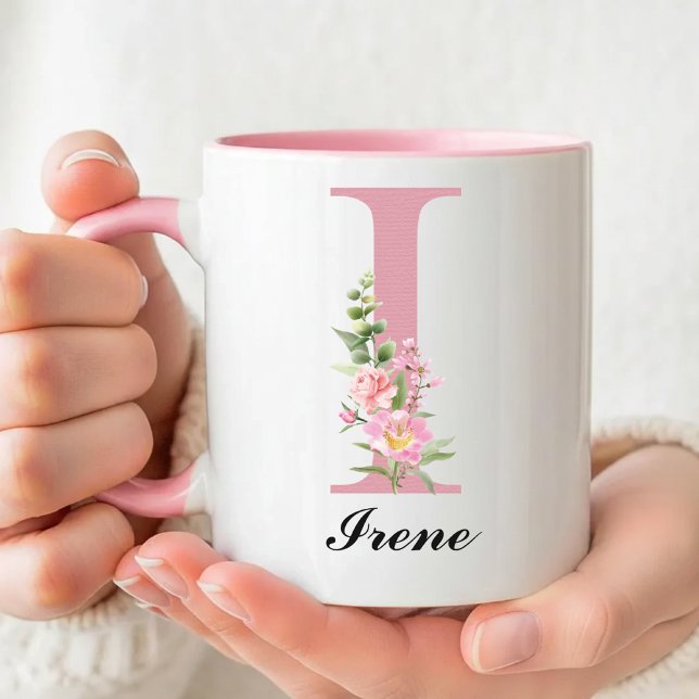 Custom Pink Floral Name Mug Thank You Gift for Her (Creator Uploaded)
