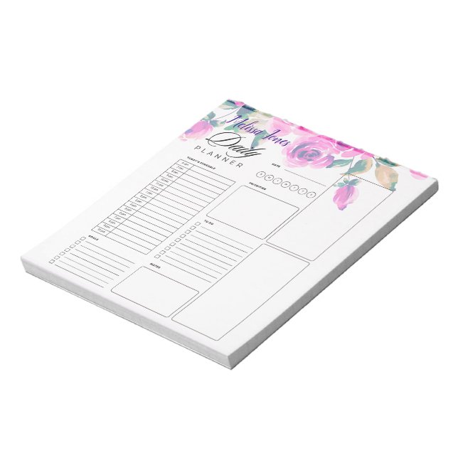 custom pink floral personalised daily planner notepad (Rotated)