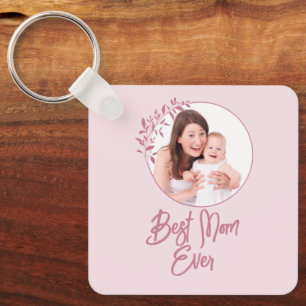 Custom Pink Floral Photo Collage Mother’s Day Key Ring