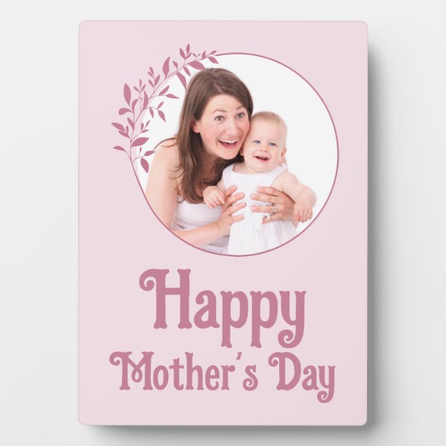 Custom Pink Floral Photo Collage Mother’s Day Plaque (Front)