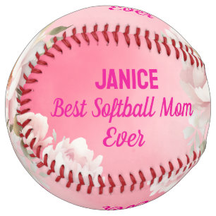Custom Pink Floral Softball Mum