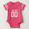 Custom pink football jersey number baby bodysuit