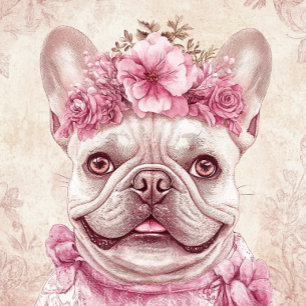 Custom Pink French Bulldog Greeting Card