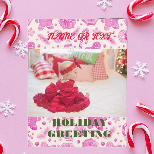 Custom pink ginger bread  holiday card (Creator Uploaded)