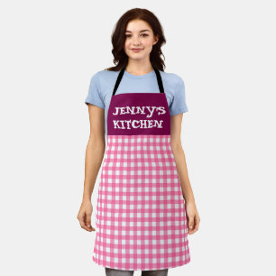 CUSTOM PINK GINGHAM KITCHEN APRON