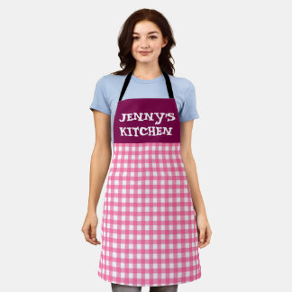 CUSTOM PINK GINGHAM KITCHEN APRON