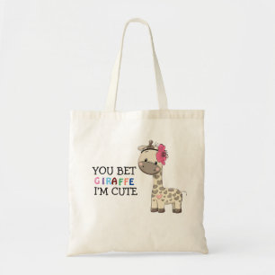 Custom Pink Girl Giraffe Tote Bag