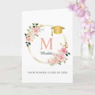 Custom Pink Girls Graduation  Card