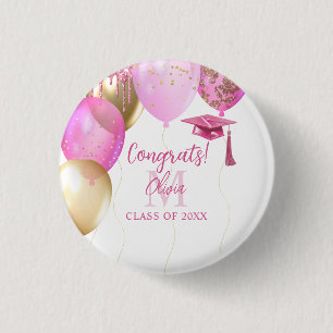 Custom Pink Girls Graduation Party 3 Cm Round Badge