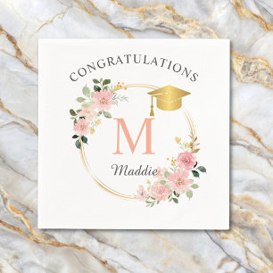 Custom Pink Girls Graduation Party Napkin