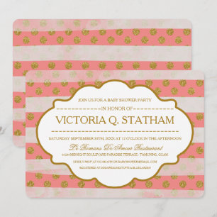 Custom Pink Glitter Glamour Baby Shower Invites
