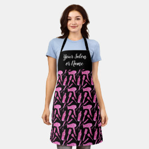 Custom Pink Glitter Pattern Hairstylist Hair Salon Apron