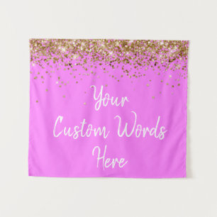 Custom Pink & Gold Birthday Party Photo Booth Prop Tapestry