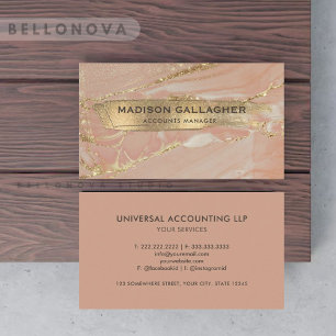 Custom Pink Gold Marble Glitter Chic Professional Business Card