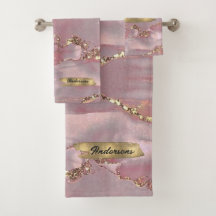Custom Pink Gold White Diamond Glitter Monogram