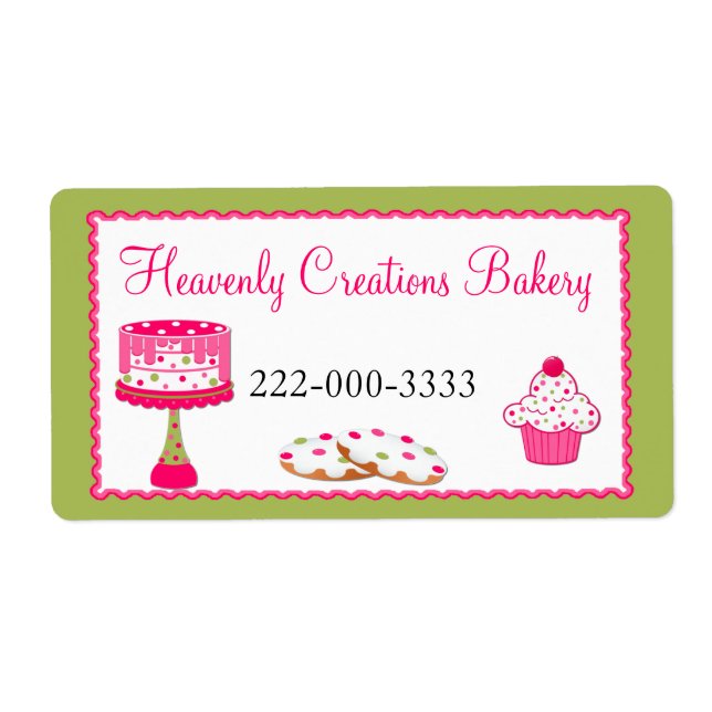 Custom Pink & Green Bakery Label (Front)