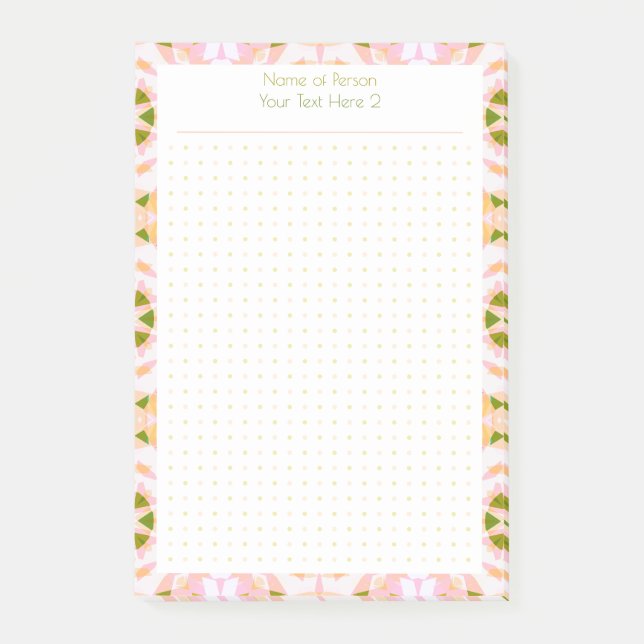 Custom Pink Green Dot Grid Student Gift Planner Post-it Notes (Front)