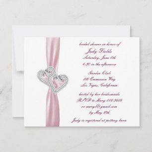 Custom Pink Hearts Bridal Shower Invitation
