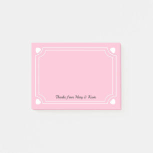 Custom Pink Hearts Line Romantic Wedding Couple    Post-it Notes