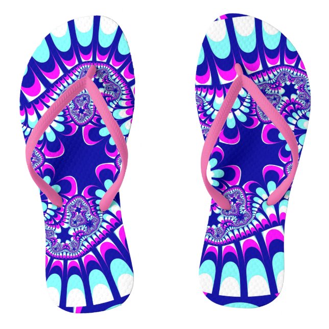 Custom Pink Ice Flower Flip Flops (Footbed)