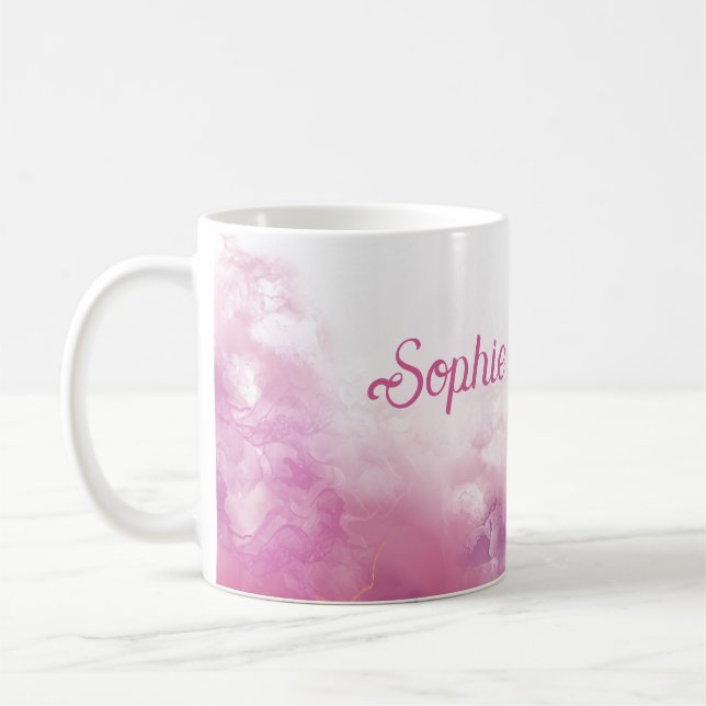 Custom Pink ink marble design Coffee Mug (Left)