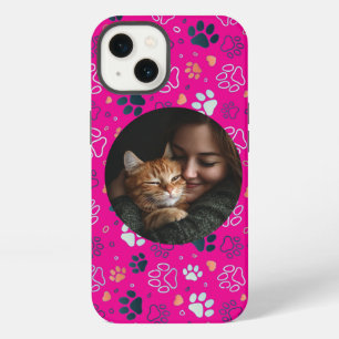 Custom Pink iPhone Case with Photo & Paw Print