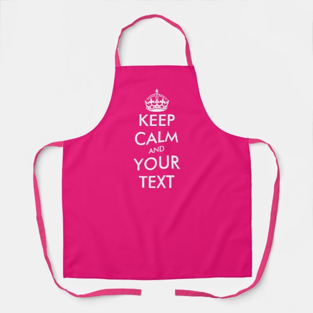 Custom pink keep calm and carry on medium kitchen apron (Front)