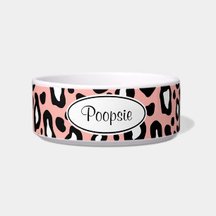 Custom Pink Leopard Dog Cat Pet Food Bowl