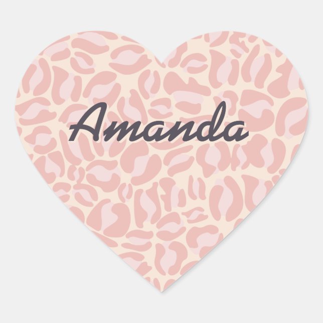 Custom Pink Leopard Print Leopard Spots Safari Heart Sticker (Front)